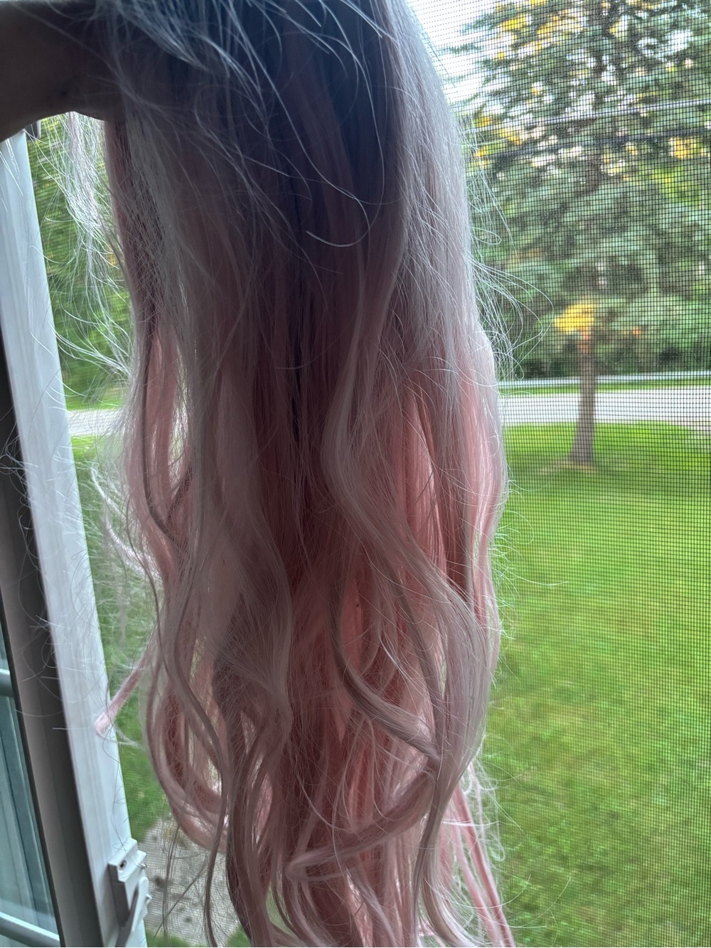 Long Wavy Pastel Pink Ombre Wig